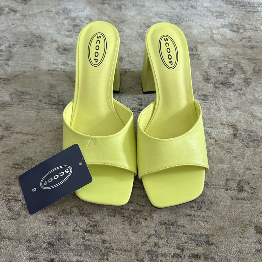 Scoop NYC Bright Yellow Heeled Slides